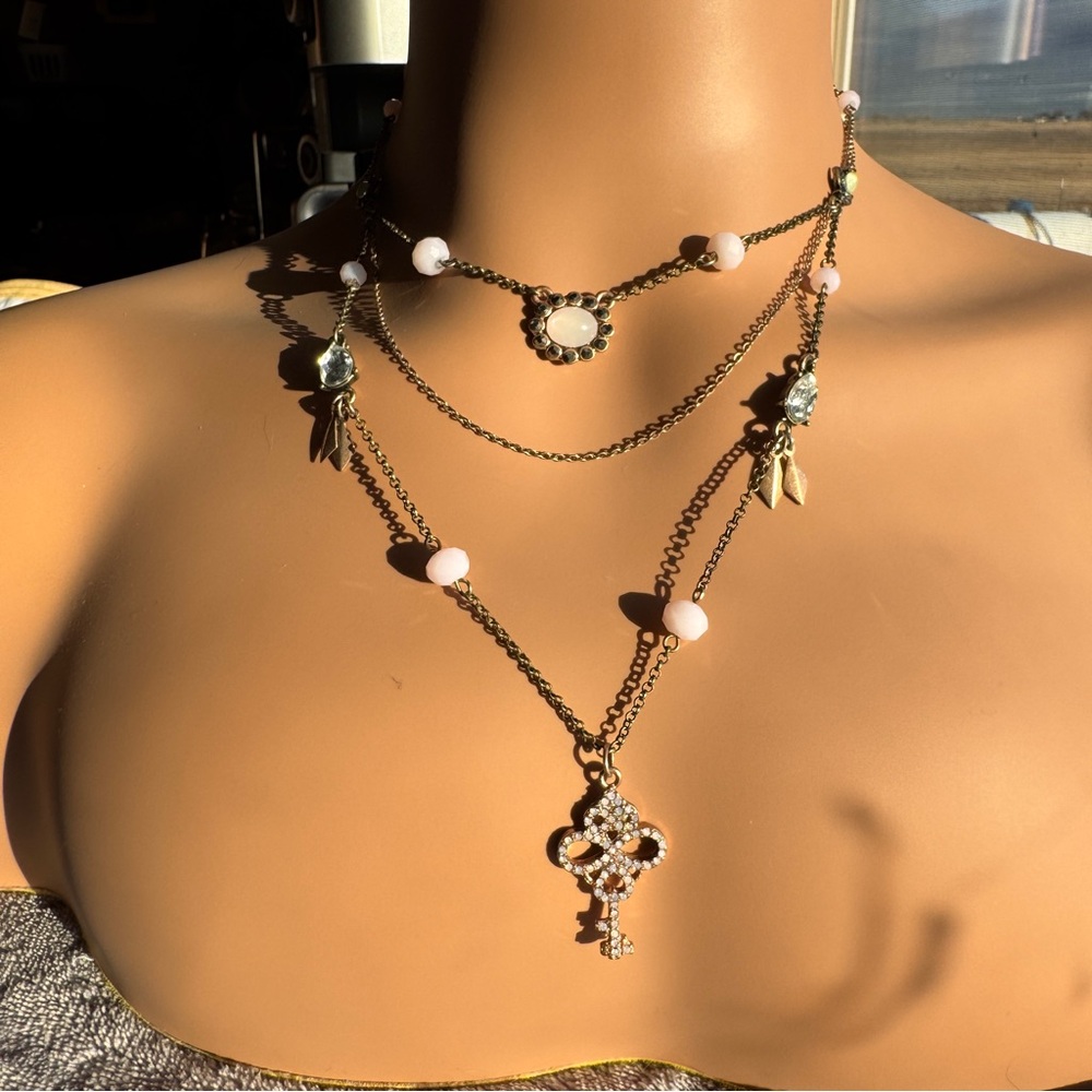 Betsey Johnson Gold and Pink Layered Necklace